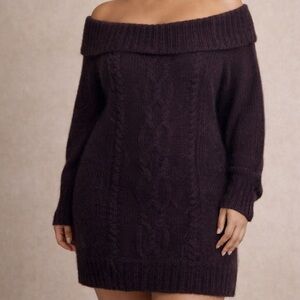 Ann Taylor LOFT Mohair Blend Off Shoulder Longline Tunic Sweater